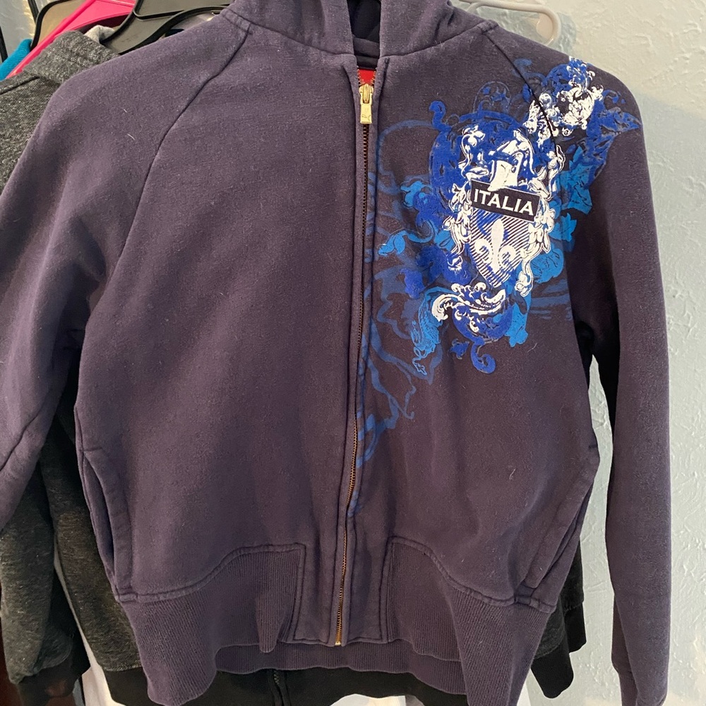 Navy Blue Italia Zip-Up Hoodie